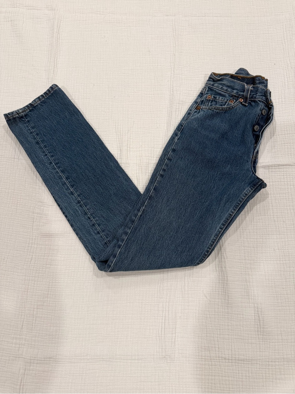 Levi's High-Rise Straight Leg Jeans in Dark Blue Wash